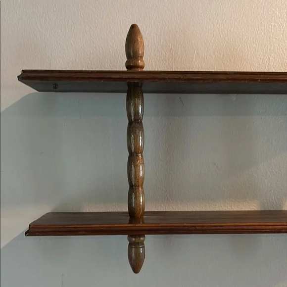 VTG MCM 2-Tier Turned Wood Spindle Wall Shelf - Picture 2 of 6